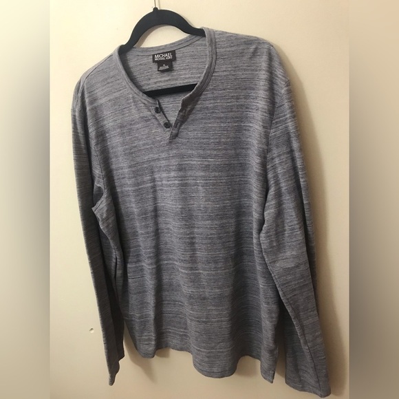MICHAEL Michael Kors Mens Cotton Space Dye Grey Long Sleeve Henley Sweater XL - Picture 4 of 12